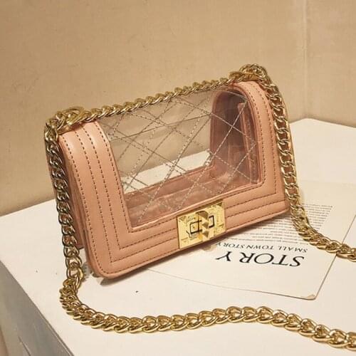 Transparent Jelly bag 2021 Fashion New High Quality PU Leather Womens Designer Handbag Lock Lingge Chain Shoulder Messenger bag