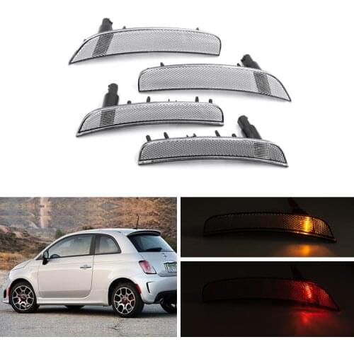 Euro Style Clear Lens Front & Rear Fender OEM Side Marker Housings W/Bulbs For Fiat 500 Sports Model 2011-2017