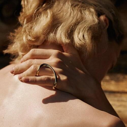 Silvology 925 Sterling Silver Exaggeration Two Fingers Rings Originality Irregular Wide Rings for Women 2020 Fashionable Jewelry