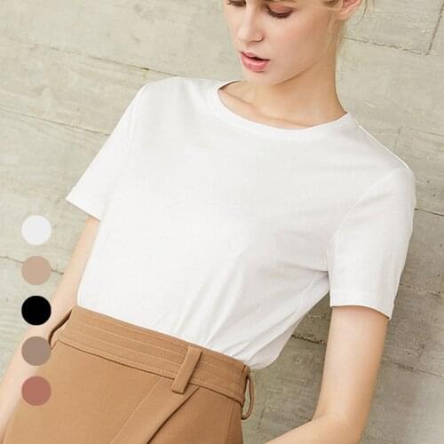 2021 Versatile Basic Cotton Tops Shirt Womens Summer New Loose and Bottoming Men and Women Couple Korean Simplicity T Shirt