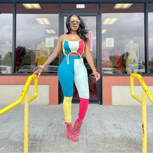 2021 Summer Casual Fashion Women Slim Street Sexy Personality Trendprinting Trend Print Color Sports Vest Two Piece Set