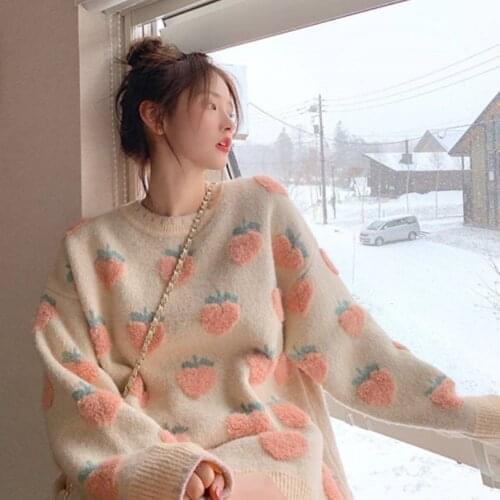 Winter Sweater Woman Christmas Star jacquard Loose Sweater pullover Female Korean Harajuku Long Sleeve O-Neck Knit Jumper Top
