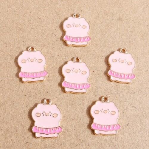 10pcs 15*19mm Animal Charms Cartoon Enamel Pig Charms Pendant for Jewelry Making DIY Necklaces Earrings Handmade Craft Accessory