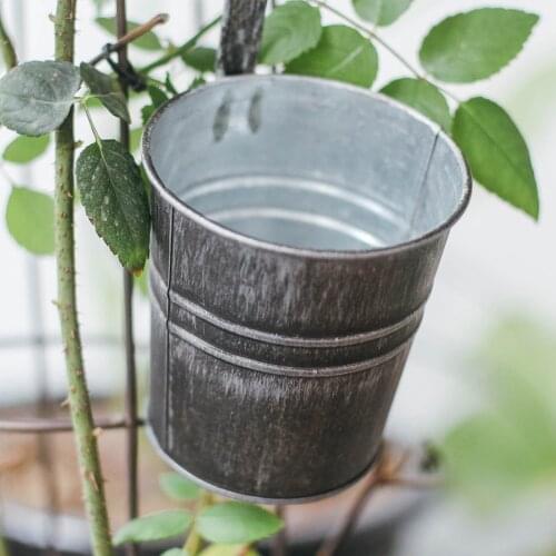 2pcs Wall Hanging Pots Metal Flower Pots Iron Garden Planter Pots Bucket Hanging Planter Flower Pot Candy Tin Bucket Home Decor