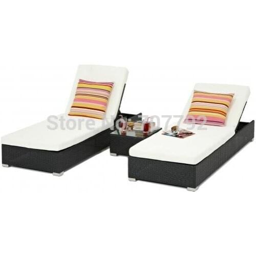 2017 Hot Sale Black Rattan Outdoor Garden Sun Lounge Set