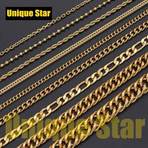 3pcs/lot 5 Layers Gold Plated Basic Necklace Chain Wholesale 100% Stainless Steel Foxtail Figaro Rope Hip Hop Necklaces Chains