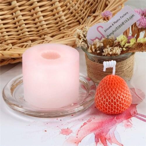 3D Fruit Strawberry Shape Silicone Candle Mold Cool Customize DIY Handmade Craft Cold Process Handmade Cake Decor Baking Jelly