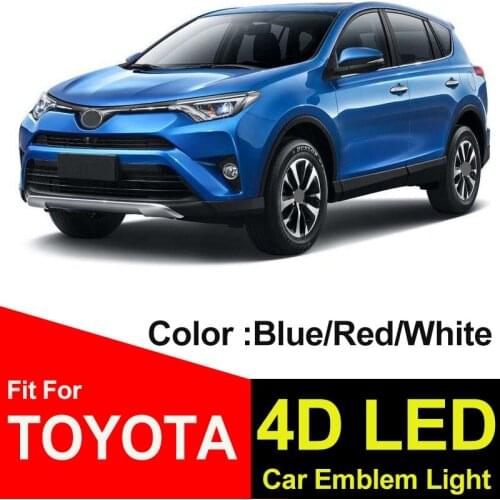 4D LED Light Rear Badge Trunk Emblem Covers Daylighting Auto Sticker For TOYOTA RAV4 REIZ PRADO COROLLA CROWN YARIS WISH