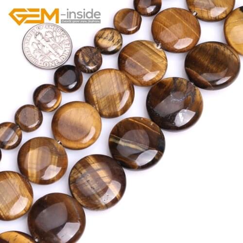 8-20mm Coin Yellow Natural Tiger Eye Gem Stones Beads For Jewelry Making Beads DIY 15" Strand Bulk Wholesale Gem-inside