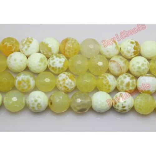 Free Shipping 15" Strand Natural Stone Yellow Crab Faceted Fire Agat Round Beads 8 10 12MM Pick Color For Jewelry