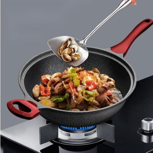 Household micro-pressure non-stick wok lightweight aluminum alloy non coated frying pan induction cooker gas stove pot