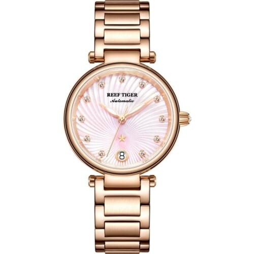Women watches,lady automatic watch Reef Tiger ladies self wind mechanical wristwatch dress clock luxury timepiece relogio femino