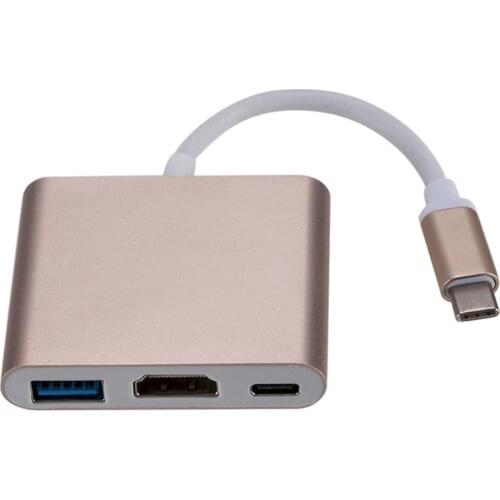Type C PD Video Converter Three-in-one Docking Station HUB Converter 4K Video HDMI-compatible Type C 2 USB 3.0 PD Adapter