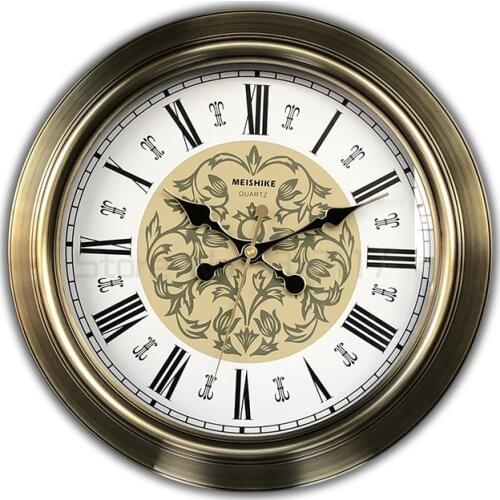 European Retro Wall Clock Metal Gold Vintage Large Clocks Wall Home Decor American Home Living Room Silent Living Room Metal 50