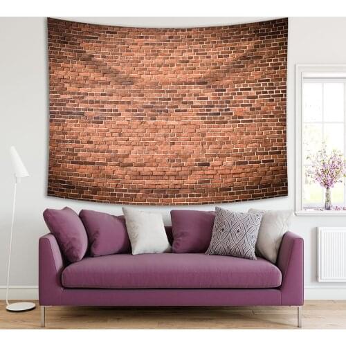 Tapestry Brick Wall Rustic Decorative Rural Nature Countryside Theme Artwork Printed Brown Beige