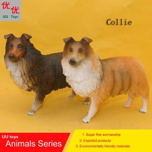 Hot toys: collie; working dog; shepherd dog simulation model Animals kids toys children educational props