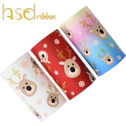 HSDRibbon custom HSD-Design 75MM 3inch XMS series ink and glitter Printed on Grosgrain Ribbon