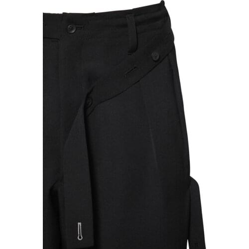 Customized NEW Mens clothing Independent personality ribbon casual pants drop crotch loose plus size pants