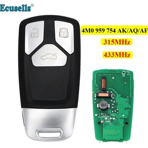 3 BUTTON Keyless go Smart Remote Key Fob 315MHz for Audi TT A4 A5 Q7 2016 2017 2018 -up with emergency key blade