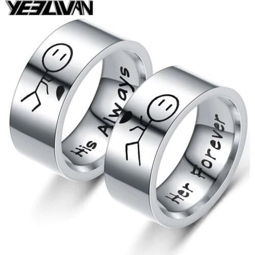 New Trend Couple Ring Stainless Steel Valentines Day Jewelry Lovely Heart Wedding Rings for Women Men Best Gifts Dropshipping