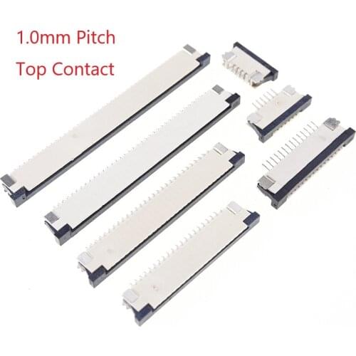 100pcs FFC FPC connector 1.0 mm 20 22 23 24 25 26 28 30 32 33 34 35 36 40 Pin Top Contact Right angle SMD / SMT ZIF