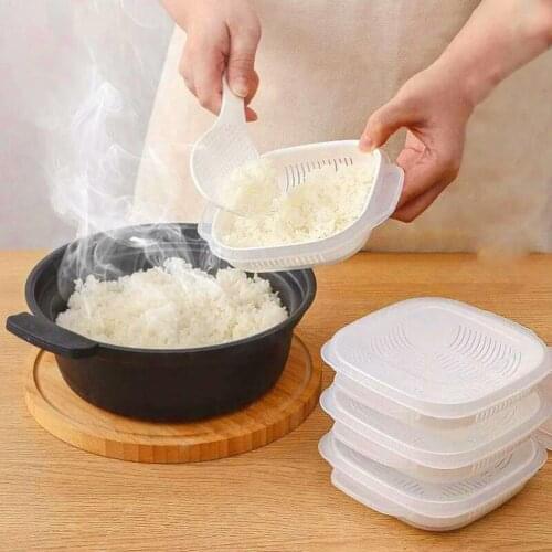 Kitchen PP Rice Storage Containers Microwave Heating Dumpling Packing Box with Leakproof Lids Domestic Tableware