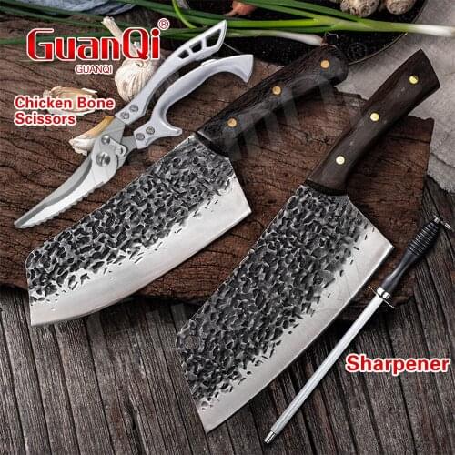 Stainless Steel Kitchen Chef Knife Traditional Handmade Forged Meat Chopping Cleaver Knife Chicken Bone Scissors Cooking Tools