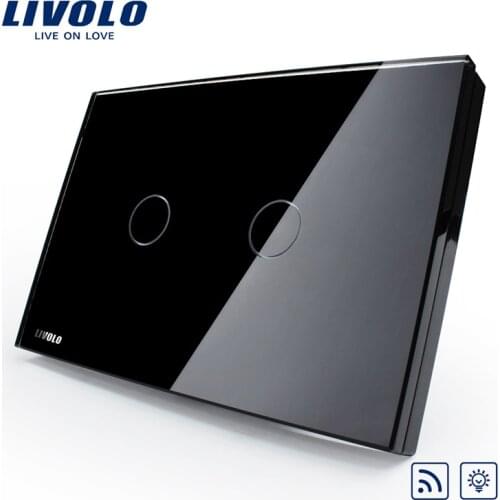 Livolo US/AU standard, VL-C302DR-82, Luxury Crystal Glass Panel, Dimmer and Remote Touch Wall Light Switch, Wireless Switch