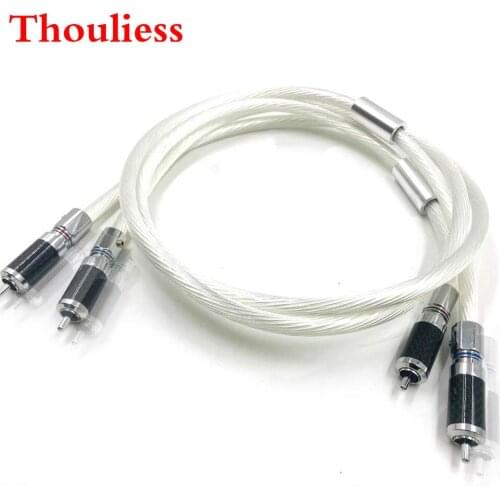 Thouliess Pair HIFI Rhodium plated RCA Interconnect Cable Hi-end Pure Silver 7NOCC Cable 2 RCA Male Cable Cord