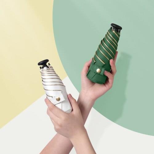 Mini Pocket Clear Umbrella Rain Women Gold Coating Sun UV Umbrellas Portable Five Folding Small Girls Umbrella Kids Parasol