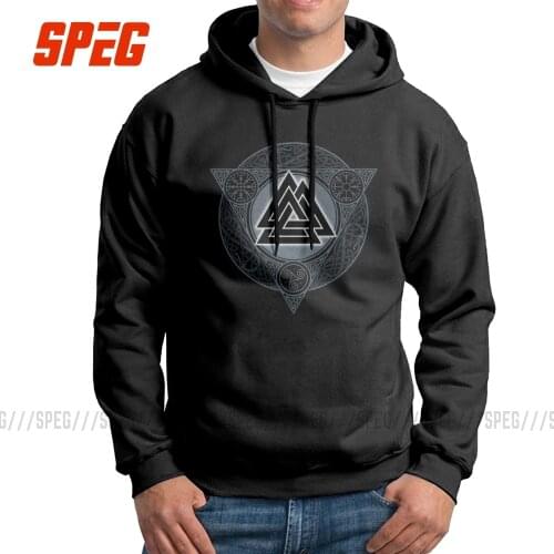 Man Valknut Ice Flame Vikings Valhalla Odin Hoodie Gray Purified Cotton Sweatshirt Novelty Pullovers