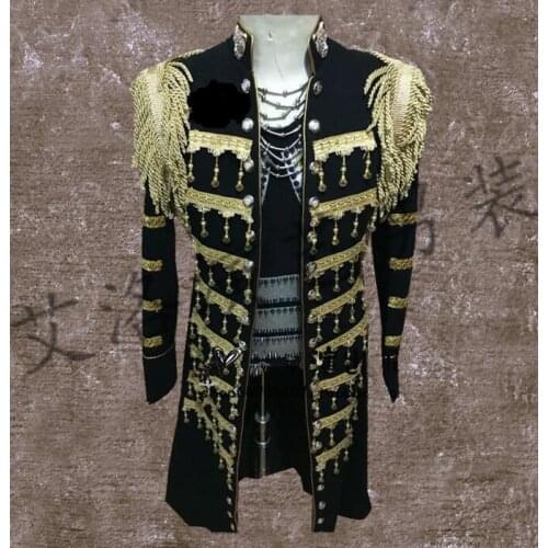 Men suits designs masculino terno stage costumes for singers men blazer dance clothes jacket style dress punk rock black red