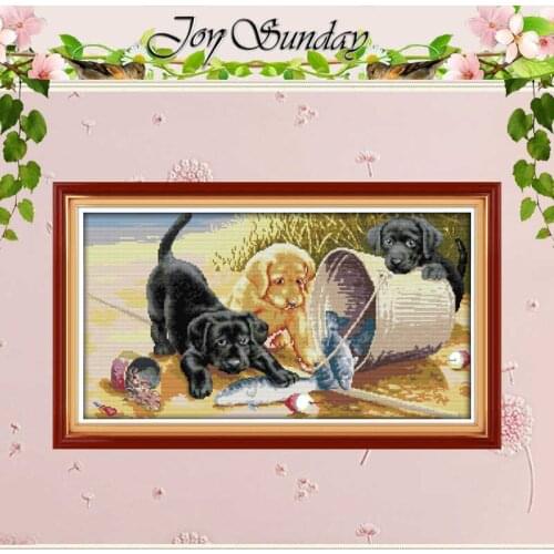 Three dogs patterns counted Cross Stitch 11CT 14CT Cross Stitch Set Wholesale DIY animals Cross-stitch Kit Embroidery Needlework