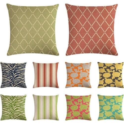 Geometric lattice pattern cushion cover color stripe pillow cover linen car sofa bed pillows decor home 45x45cm
