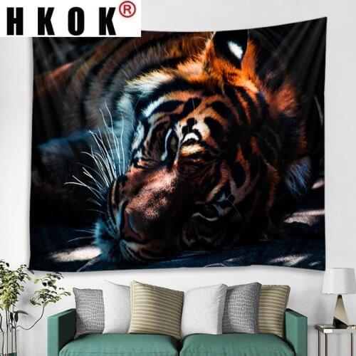 HKOK Tiger Animal Poster Picture Tapestry Hanging Covering Rugs Background Cloth Beach Mat Blanket Art Bedroom Home Decor