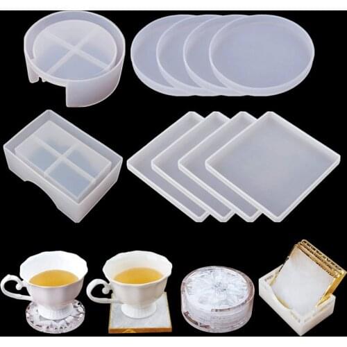 DIY Crystal Epoxy Resin Mold Round Square Shape Resin Coaster Tray Silicone Mold Casting Mould Coaster Box Storage Box Molds
