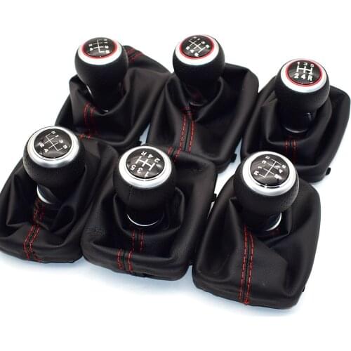 Red line Chrome Gear Shift Knob 5/6 Lever Stick Pen Gaiter Boot Cover For Audi Audi A4 S4 B8 8K A5 8T Q5 8R S Line 07-15