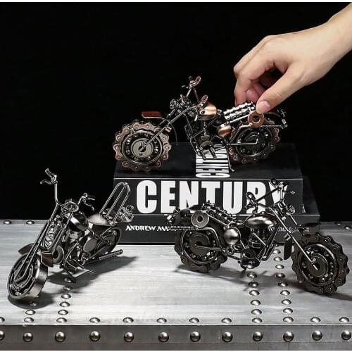 Nordic vintage home bedroom metal Motorcycle model decoration accessories creative Craftwork Collectible figurines for interior