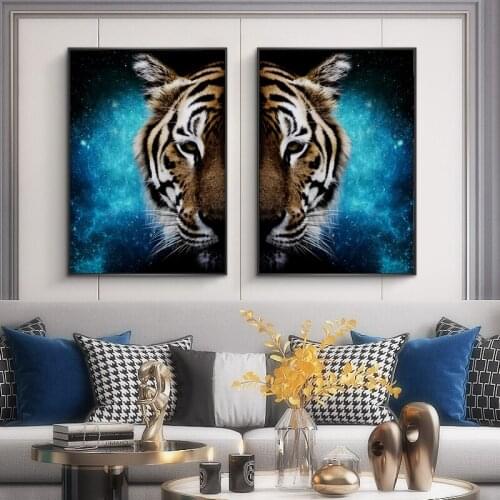 Modern Wall Art Canvas Painting Tiger Wild Animals Posters and Prints Decorative Wall Pictures for Living Room Home Decoration