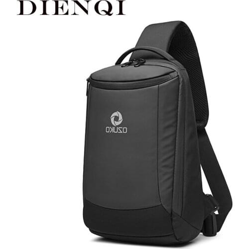DIENQI Simple Messenger Bag Men Oxford USB Charging Flap Bag Mens Business Shoulder Tote Bags Black Anti-theft Men Handbag 2020