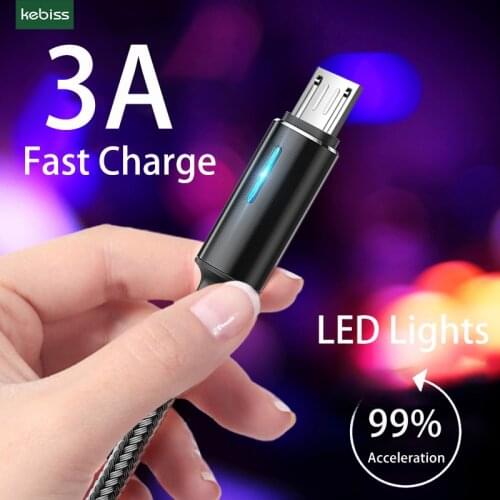 Kebiss 3A Fast Charging Cable Mobile Phone Nylon Braided Data Cable Flash Charging Cable USB Cable for Xiaomi Huawei OPPO VIVO