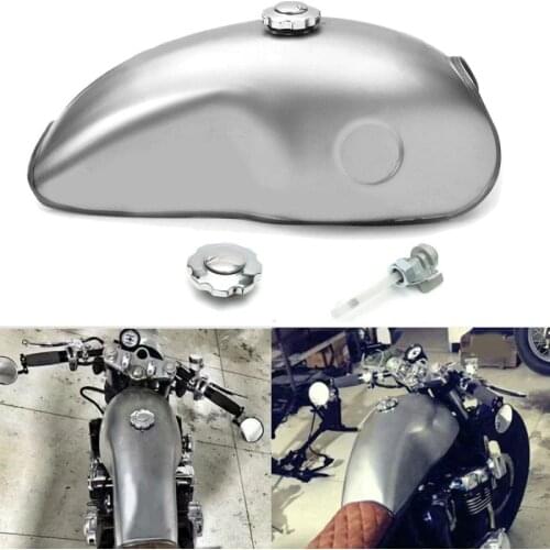 10L 2.6 Gal Universal Custom Retro Cafe Racer Motorcycle Silver Fuel Gas Tank For Suzuki Yamaha Honda 750 CB400 XJR400