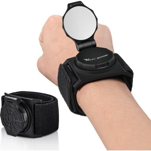 WEST BIKING Bike Bicycle Wrist Rearview Rear View Mirror Cycling Accessory 360 Degree Rotating Adjustable Wrist Band Cycling
