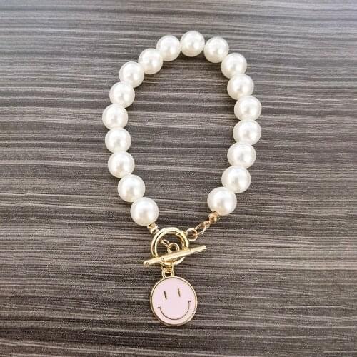 VG 6YM New Colorful Creativity Pearl Smiley Ladies Bracelet Fashion Hot Sale Womens Birthday Present Jewelry Dropshipping Gifts
