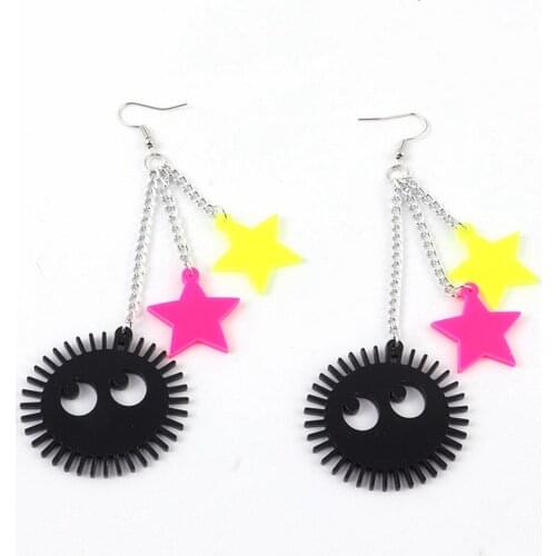New Trendy Grimace Stars Acrylic Drop Earrings For Women Girls Cartoon Long Link Chains Dangle Earrings Fashion Party Jewelry