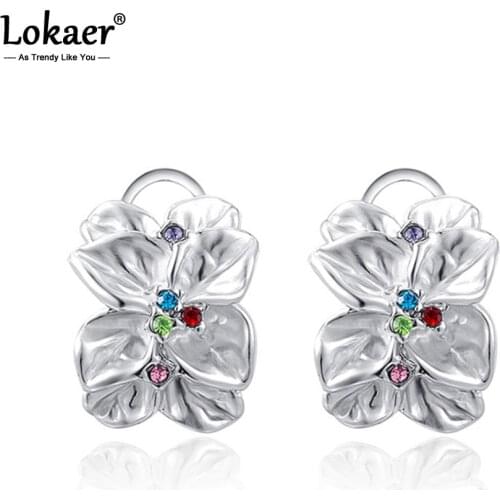 Lokaer Fashion CZ Crystal Flower Earrings For Women Girls Bohemia Style Summer Beach Party Earrings Jewelry L2020022420