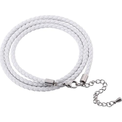 Women Jewelry Charm White Braided Leather Bracelet Female Handmade Multilayer Wrap Bracelets Length Adjustable PD0540