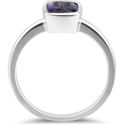 Leige Jewelry Lab Alexandrite Solitaire Rings 925 Sterling Silver Cushion Cut Anniversary Rings For Woman June Birthstone
