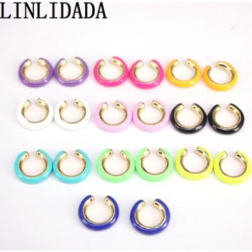 10Pairs Geometric No Pierced Neon Enamel Cartilage Earring C Shaped for Women Ear Cuff Simple Earcuffs