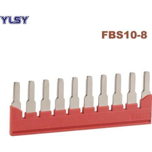 2Pcs FBS10-8 Plug-in Bridge Center Short Connection Strip Din Rail Spring Terminal Block ST-6 Morsettiera Brass Connector